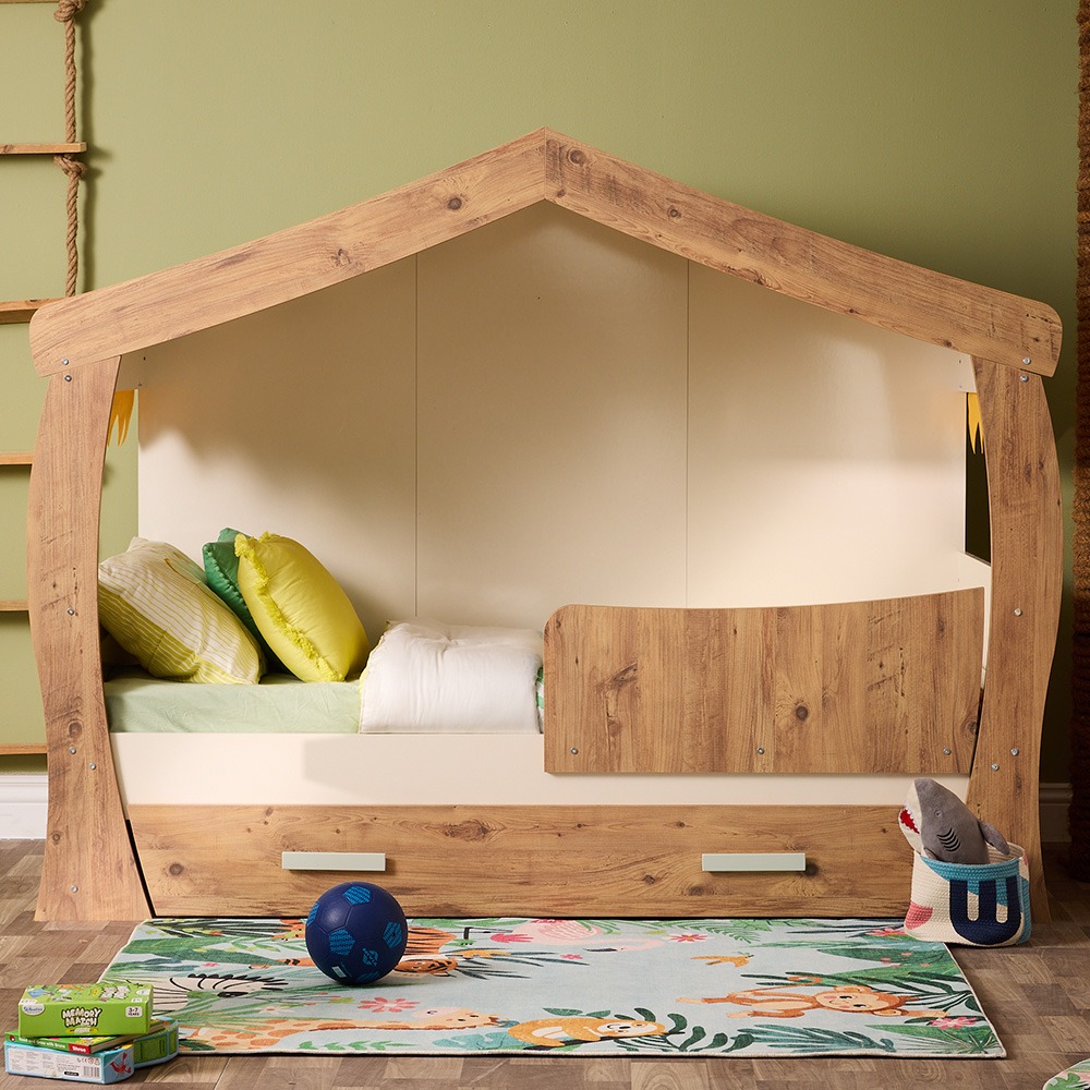 سرير فردي مع مساحة تخزين من بيرزو، خشب بلوط - 90×190 سم