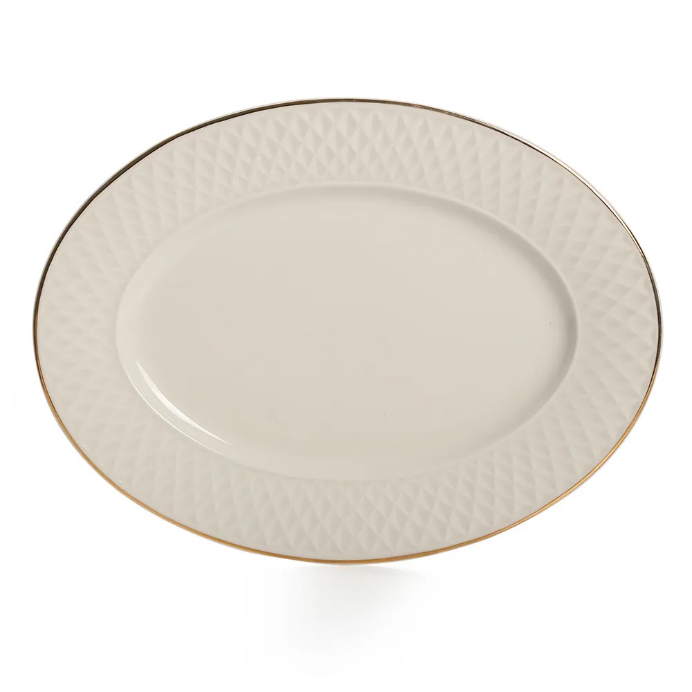 إيكلات طبق بيضاوي من البورسلين - ذهبي (34 سم)