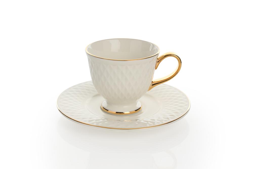 إكلات فنجان إسبريسو وصحن من البورسلين - ذهبي