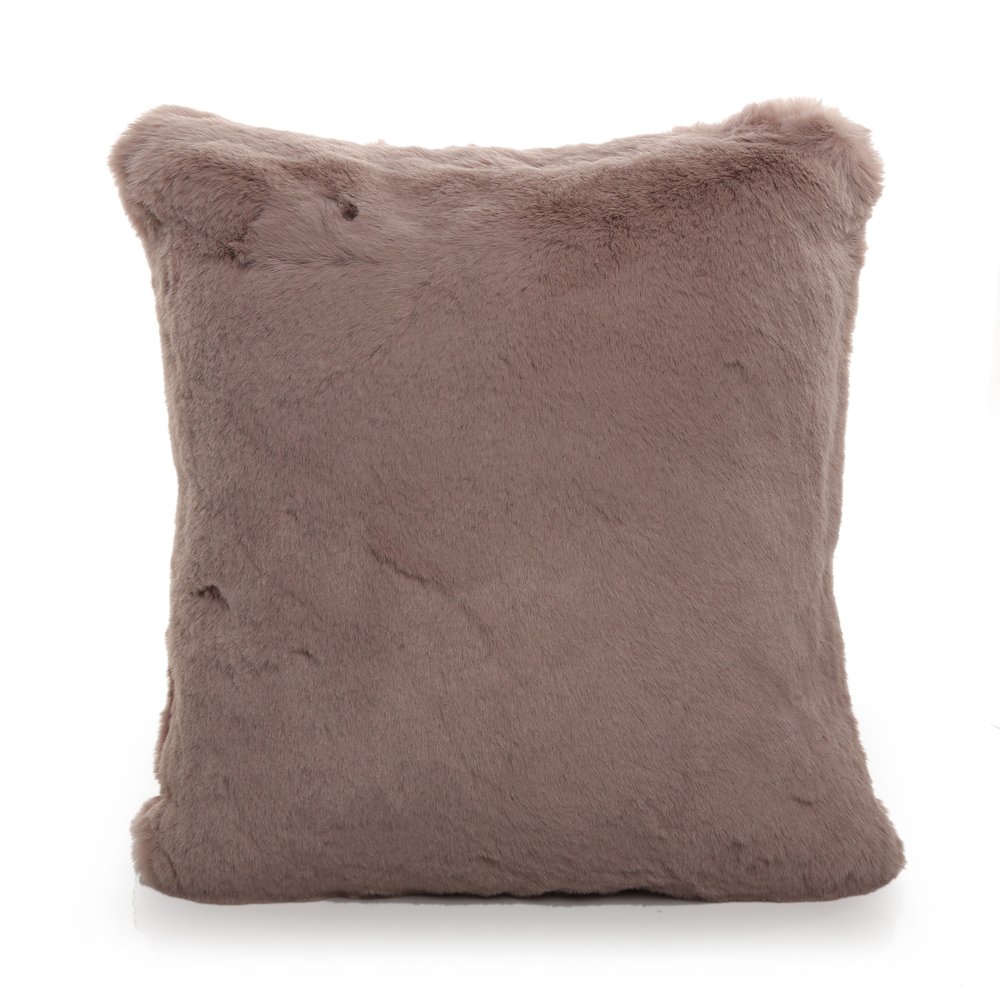 غطاء وسادة بملمس فرو الأرنب، زهري - 40 × 40 سم