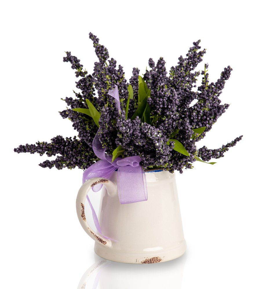 زهور لافندر صناعية في وعاء خزفي (25.4 سم)