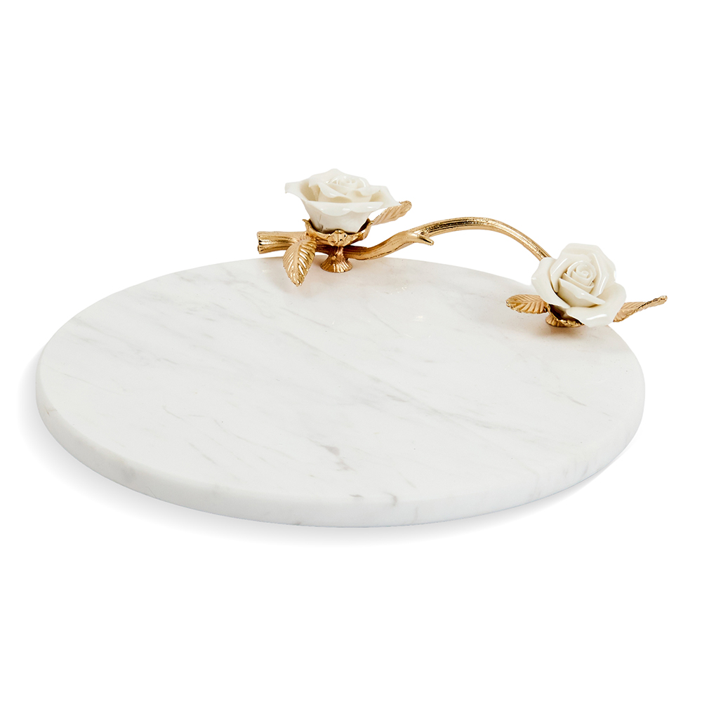 صينية زخرفية روز، أبيض - 20 سم