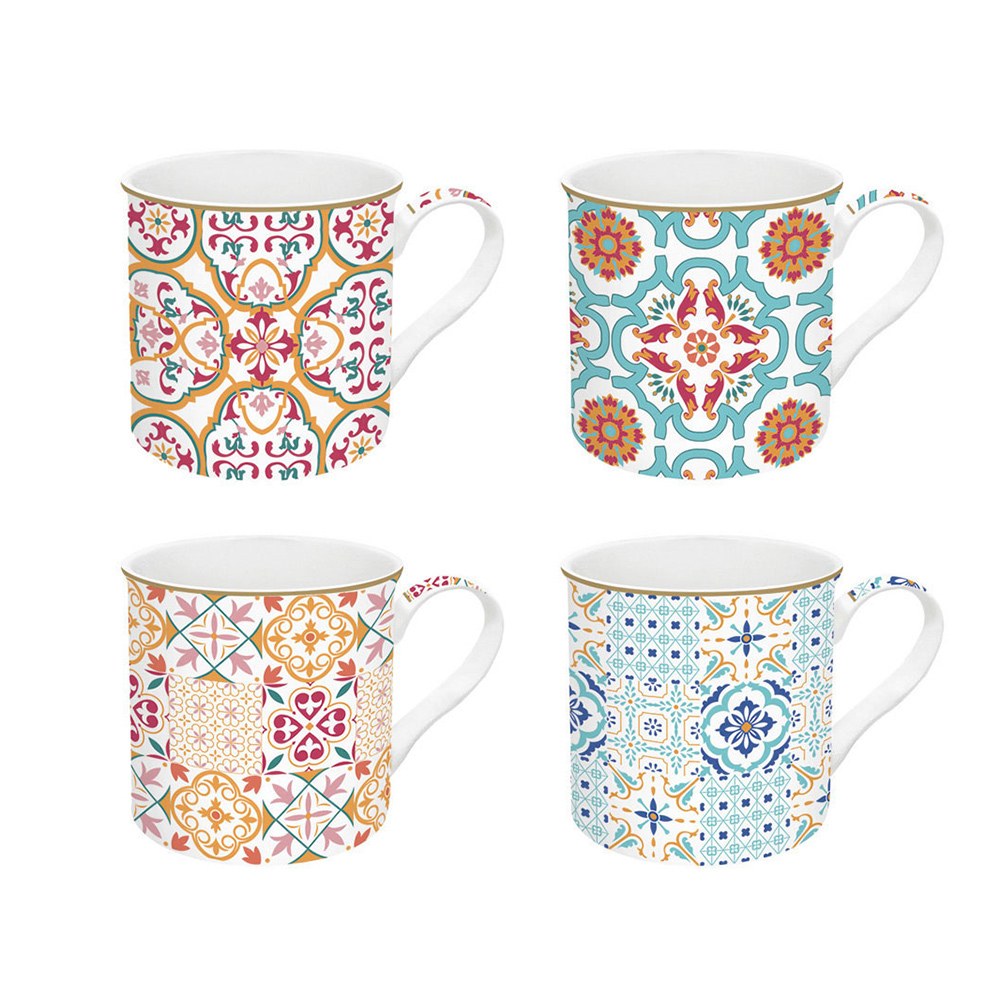 كوب بورسلان صيني من سيراكوزا، ملون - 300 مل، مجموعة من 4