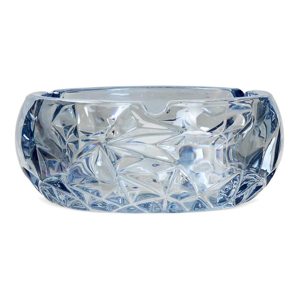 منفضة سجائر زجاجية تيا، أزرق ثلجي - 14×6 سم