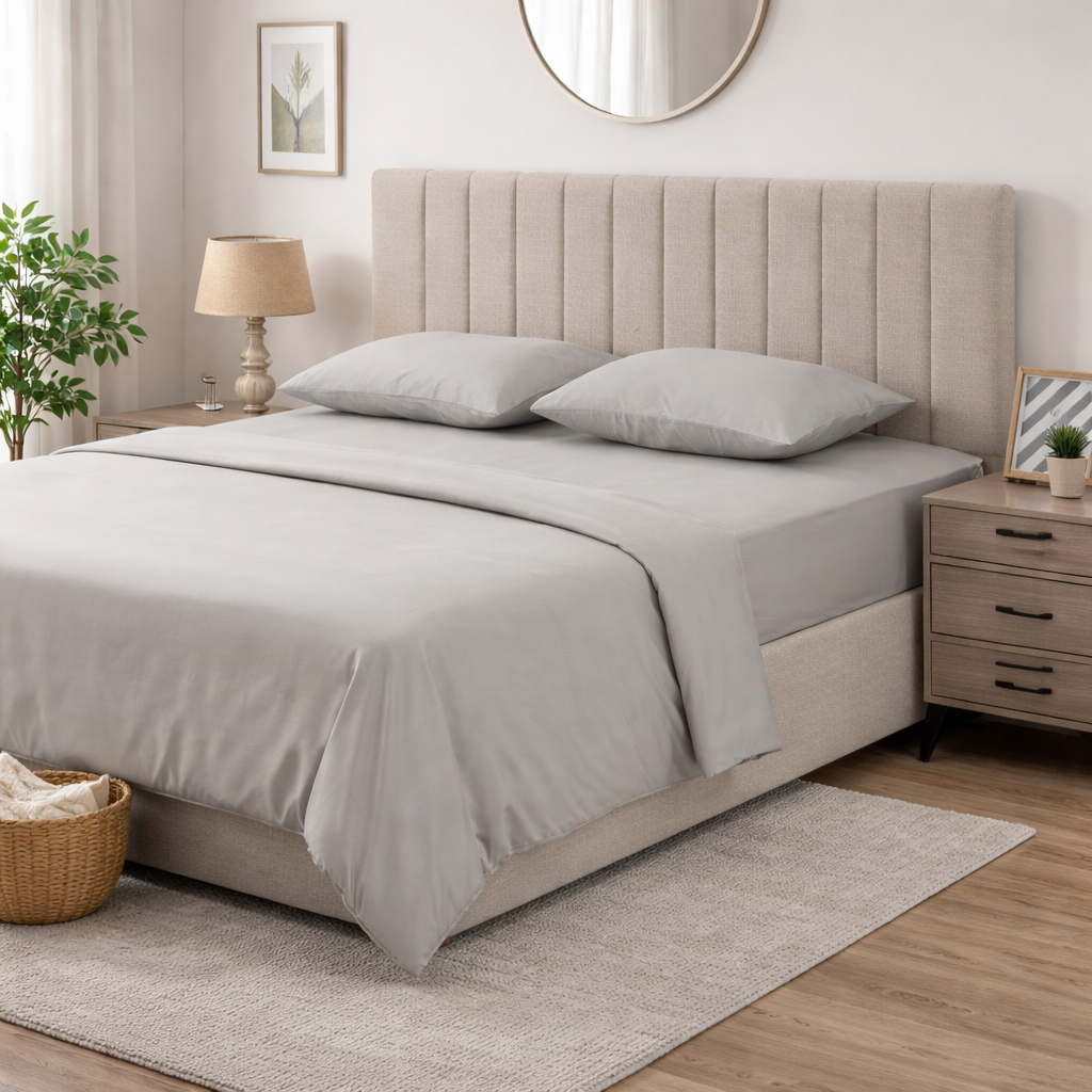 شرشف مطّاطي مقاس كينج من سيرين، فضي - 180x200 سم