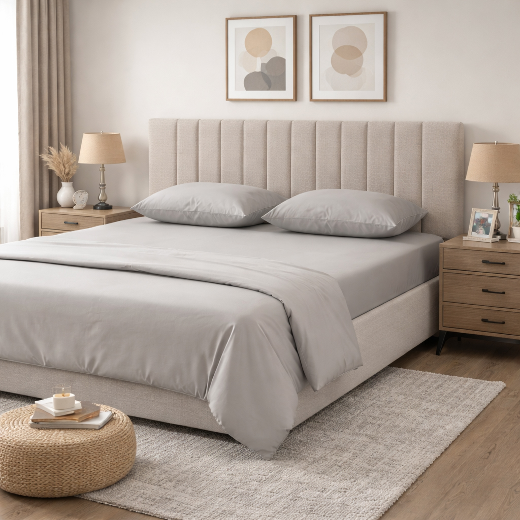 شرشف مطّاطي حجم سوبر كينج من سيرين، فضي - 200x200 سم