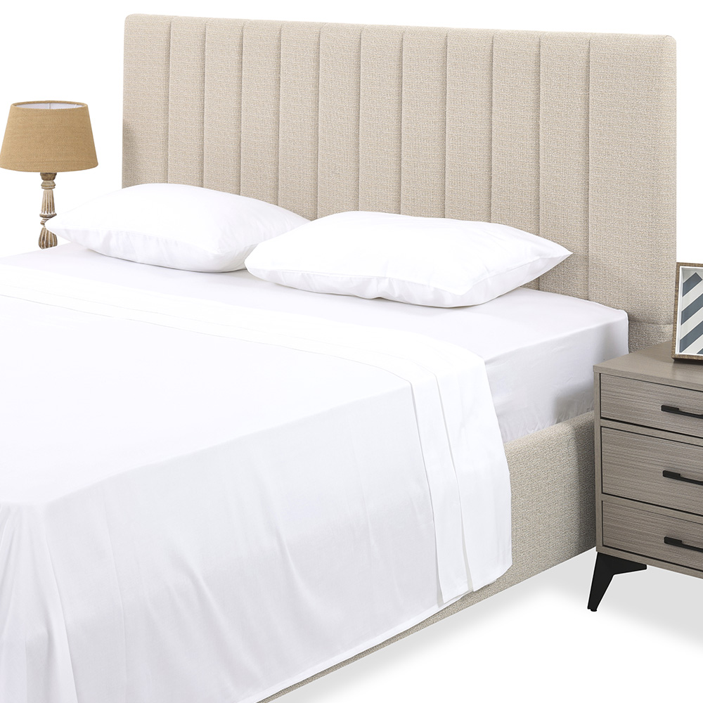 طقم شراشف مسطحة مقاس كينج من آشلي، أبيض - 300 خيط، 255x274 سم