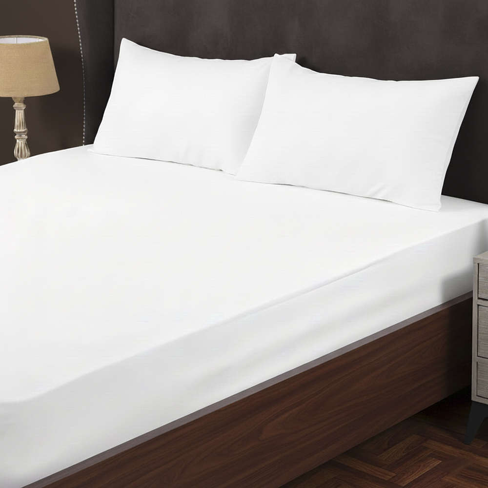 طقم شراشف مطاطية مقاس كينج من آشلي، أبيض - 300 خيط، 180x200 سم