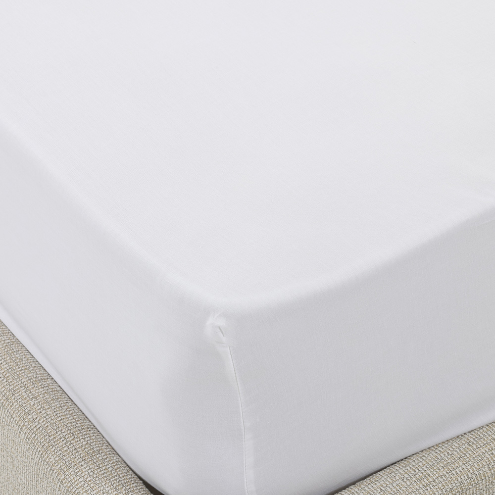 طقم شراشف مطاطية مقاس سوبر كينج من آشلي، أبيض - 300 خيط، 200x200 سم