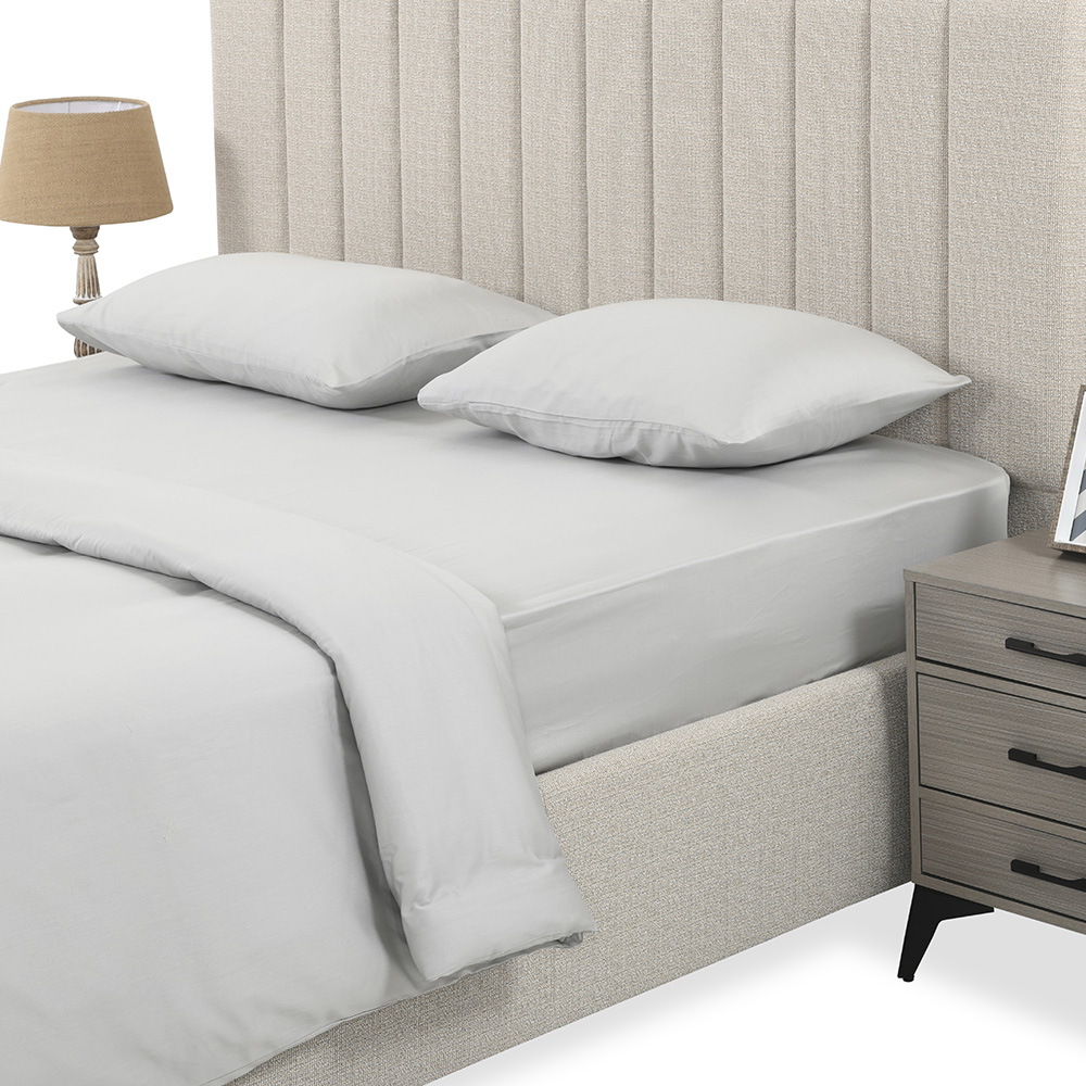 طقم شراشف مطاطي فردي من آشلي، فضي - 300 خيط، 120x200 سم