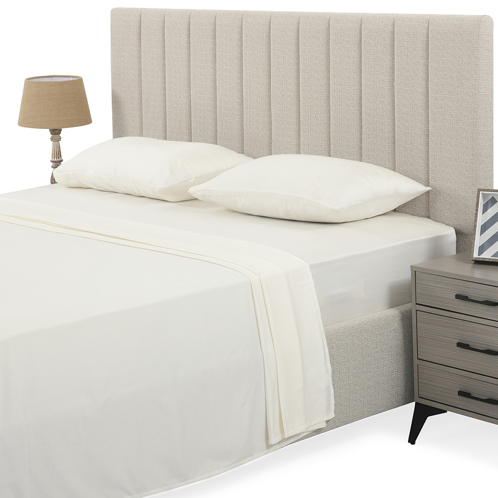 طقم شراشف مسطحة سوبر كينج من آشلي، عاجي - 300 خيط، 274x274 سم