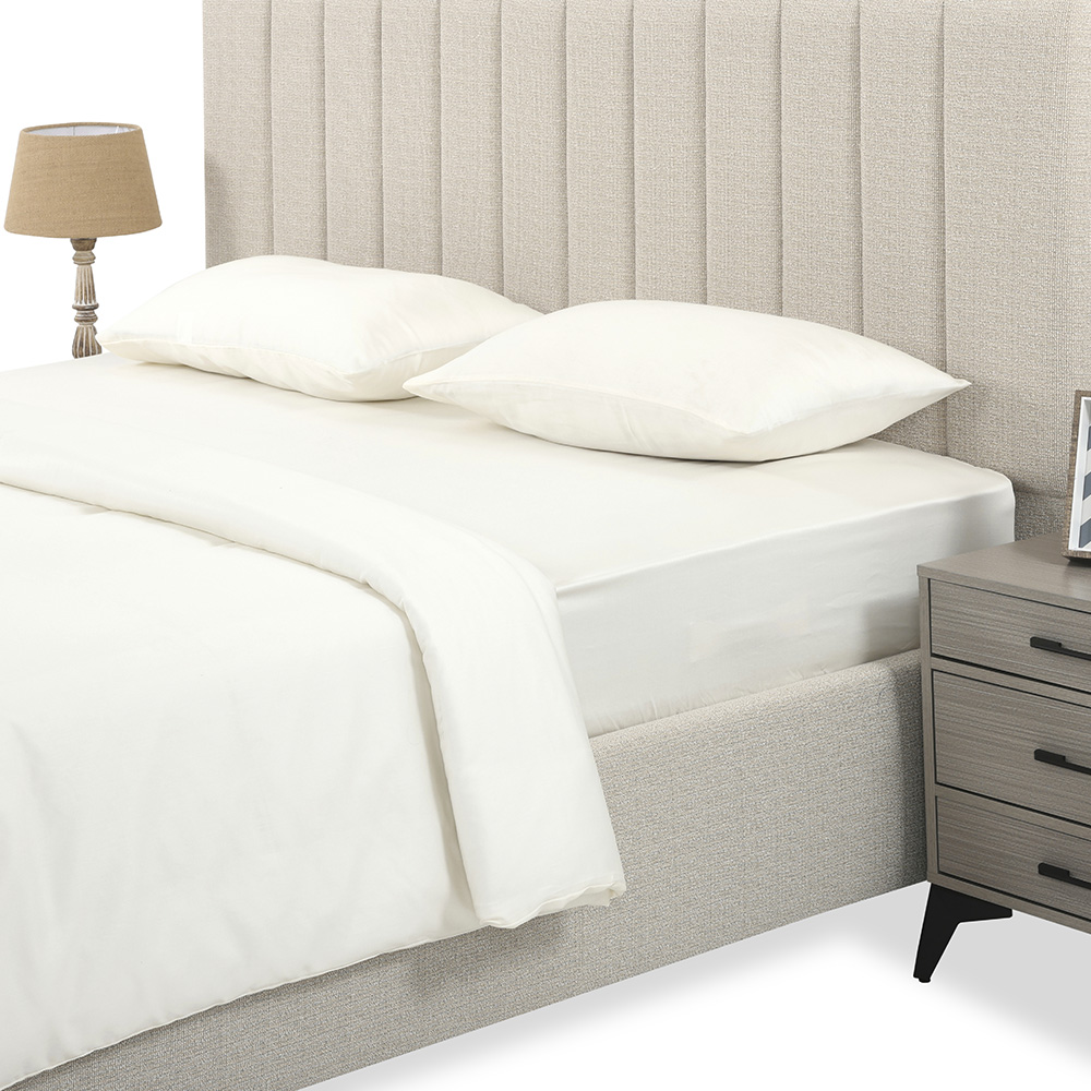 طقم شرشف مطاط مقاس سوبر كينج من آشلي، عاجي - 300 خيط، 200x200 سم