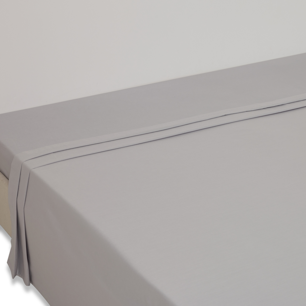  شرشف سرير مسطح مقاس كوين من هوم إيسنشال، رمادي فاتح - 270×180 سم