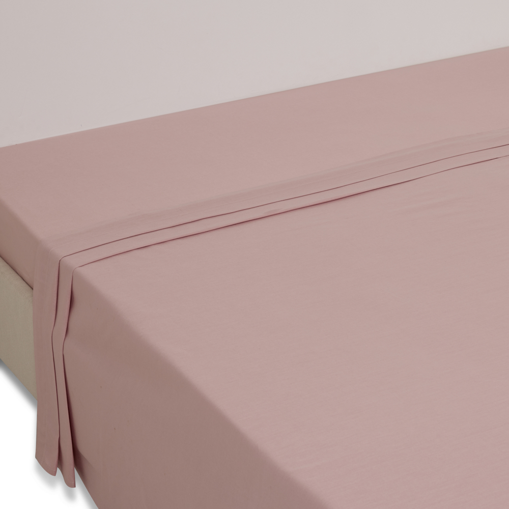  شرشف سرير مسطح مقاس كوين من هوم إيسنشال،  وردي - ٢٧٠×١٨٠ سم