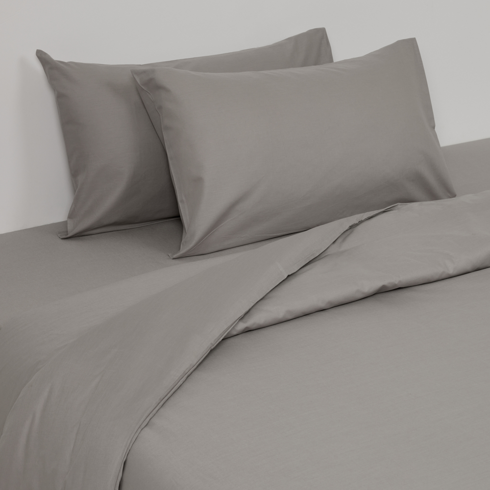  غطاء لحاف مقاس كوين مع غطائي وسادة من هوم إيسنشال، رمادي بني - 200×200 سم
