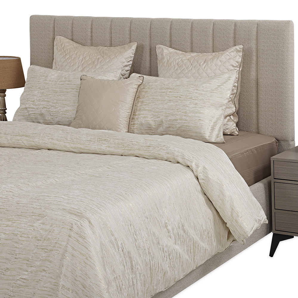 طقم لحاف 6 قطع من ميريل، بيج وذهبي - 240x260 سم