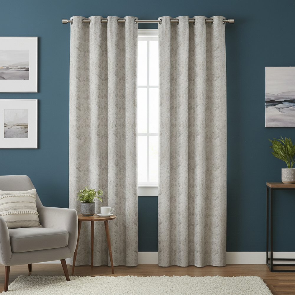 طقم ستائر أوفيليا جاكار من قطعتين 2، بيج فاتح - 140 × 300 سم