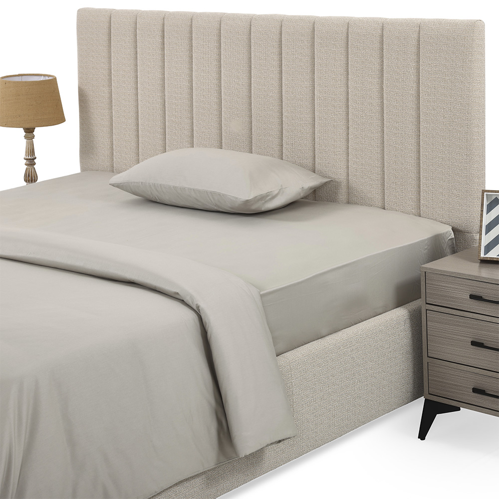 طقم شرشف سرير بمطاط من قطعتين مقاس مفرد من سيرين كيدز، فضي - 90×200 سم