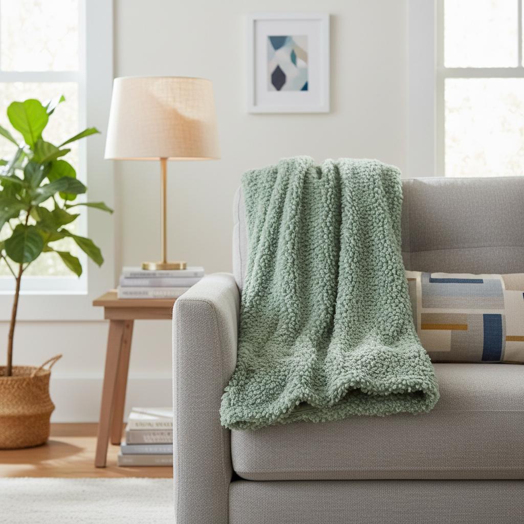 بطانية كوينك سادة، أخضر، 420 جرام لكل متر مربع - 130×170 سم