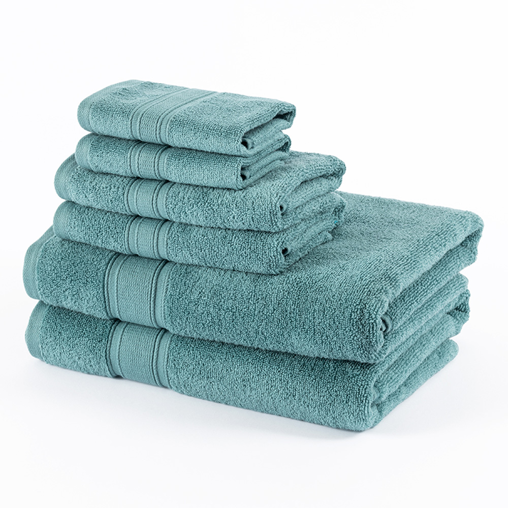 مجموعة مناشف بروهيل من 6 قطع، أخضر مُزرق - 435 غم