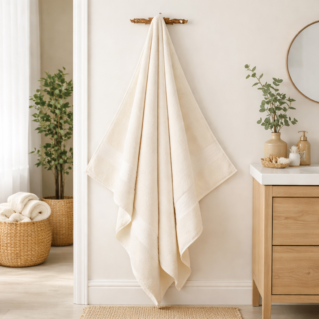 منشفة حمام قطنية من أوربان، بيج - 650 جرام لكل متر مربع، 90×150 سم