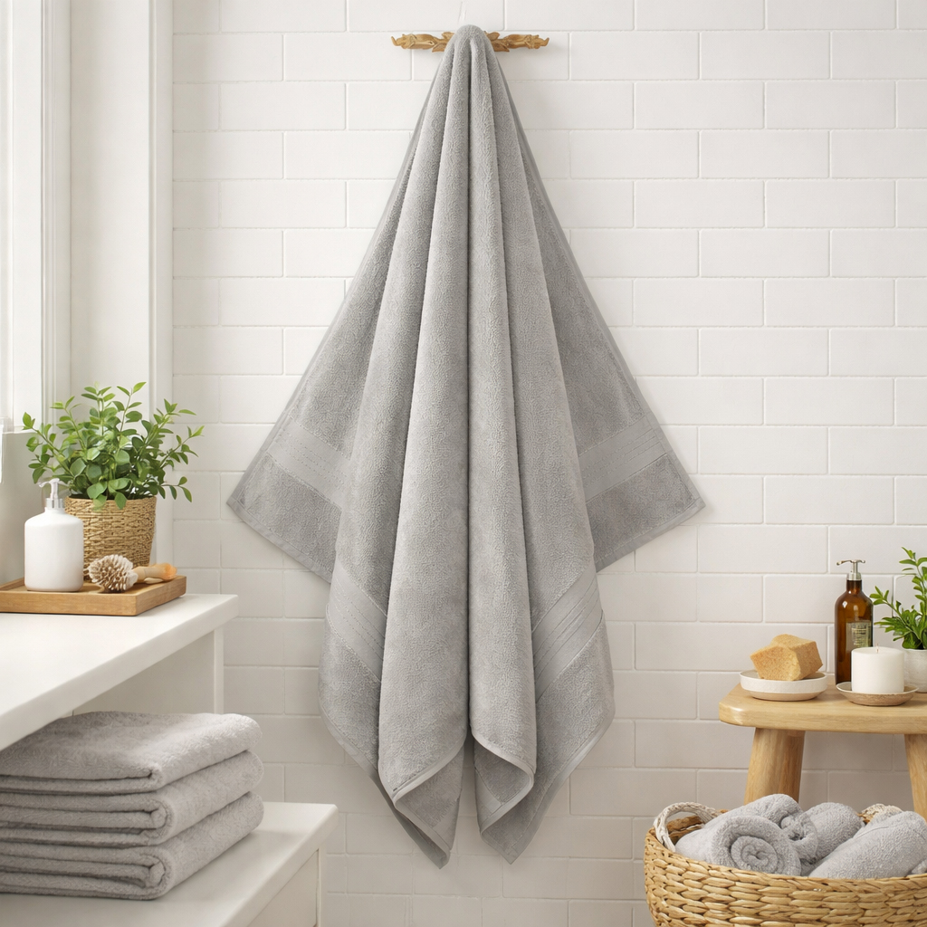 منشفة حمام قطنية أوربان، رمادي - 650 جرام لكل متر مربع، 90×150 سم