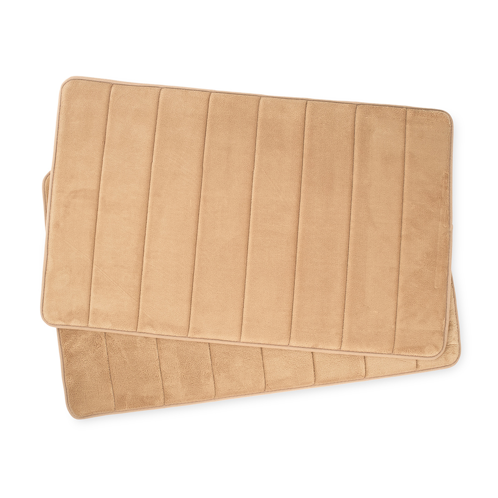 مجموعة سجادات أرضية من إسفنج الميموري من قطعتين 2 من جاستن، كريمي - 80×50 سم