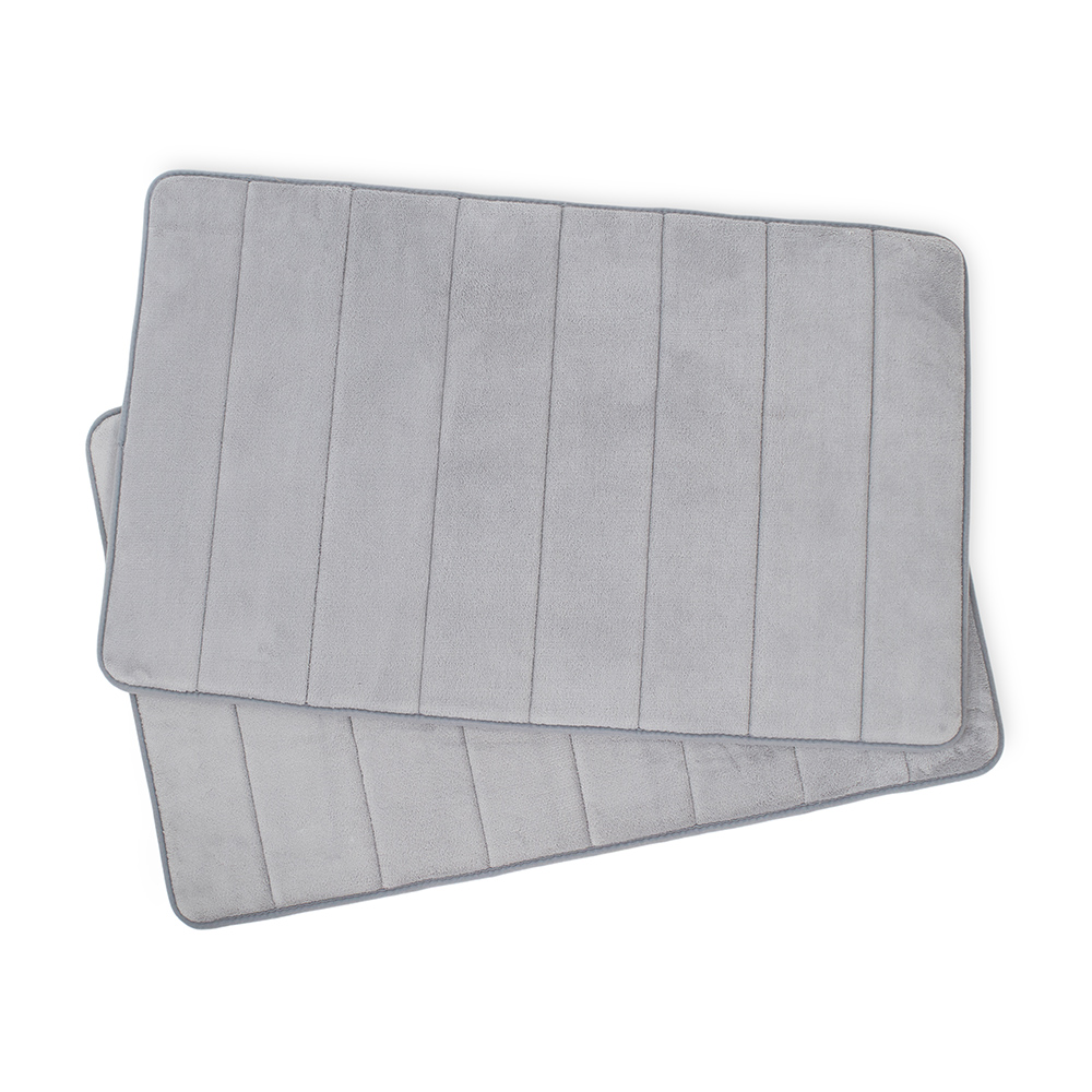 مجموعة سجادات أرضية من إسفنج الميموري من قطعتين 2 من جاستن، رمادي فضي - 80×50 سم