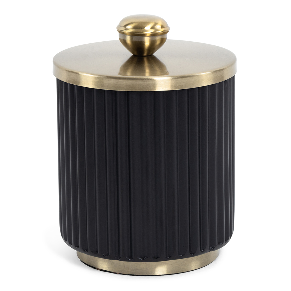 علبة قطن من بريستيج، أسود وذهبي - 9x9 سم