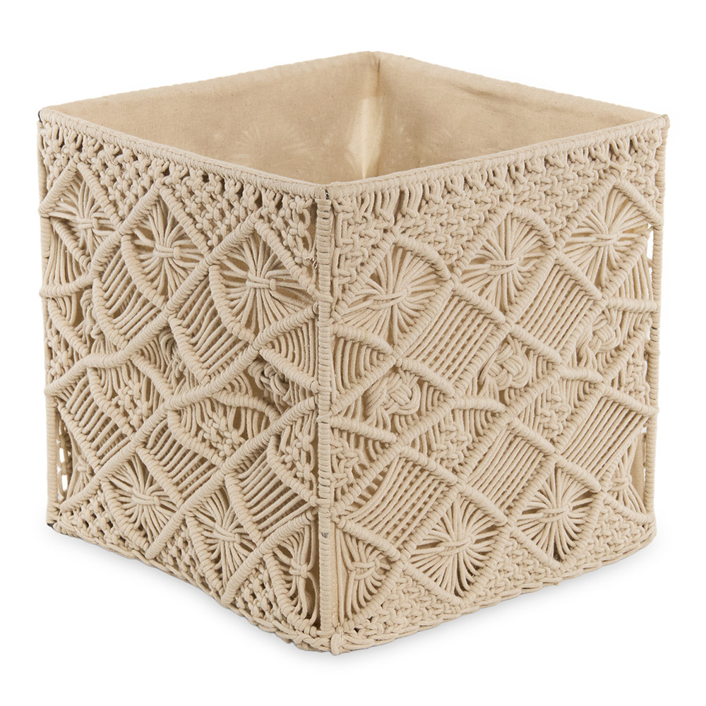 سلة مكرامية، طبيعي - 36×36 سم