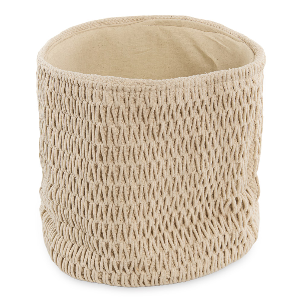 سلة منسوجة من الماكراميه، طبيعي - 30×30 سم