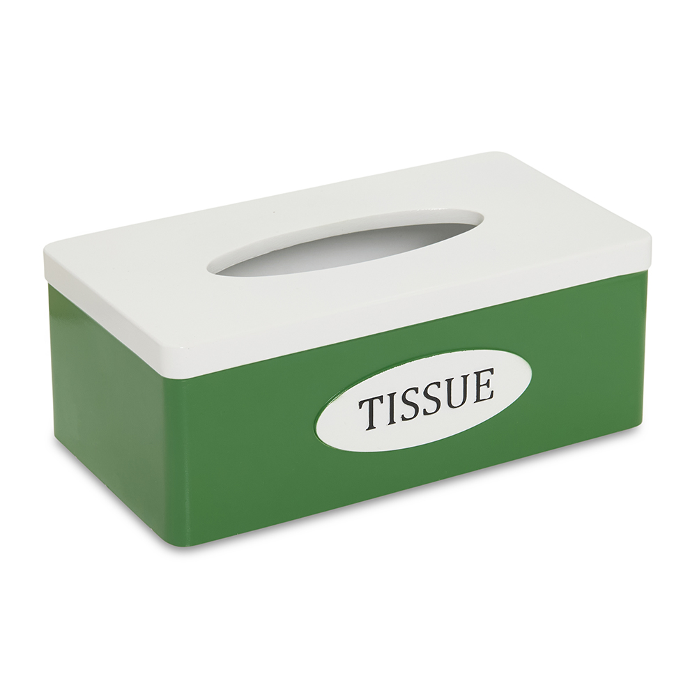 علبة مناديل مستطيلة من البوليريسين من كولور بلاي، أخضر وأبيض - 25×14 سم