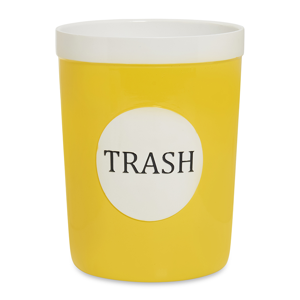 سلة مهملات دائرية من البوليريسين من كولور بلاي، أصفر وأبيض - 20×25 سم