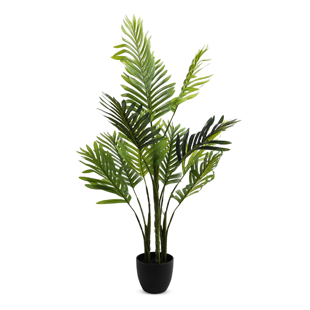 شجرة نخيل بأصيص خرساني، أخضر وأسود - 65x101 سم