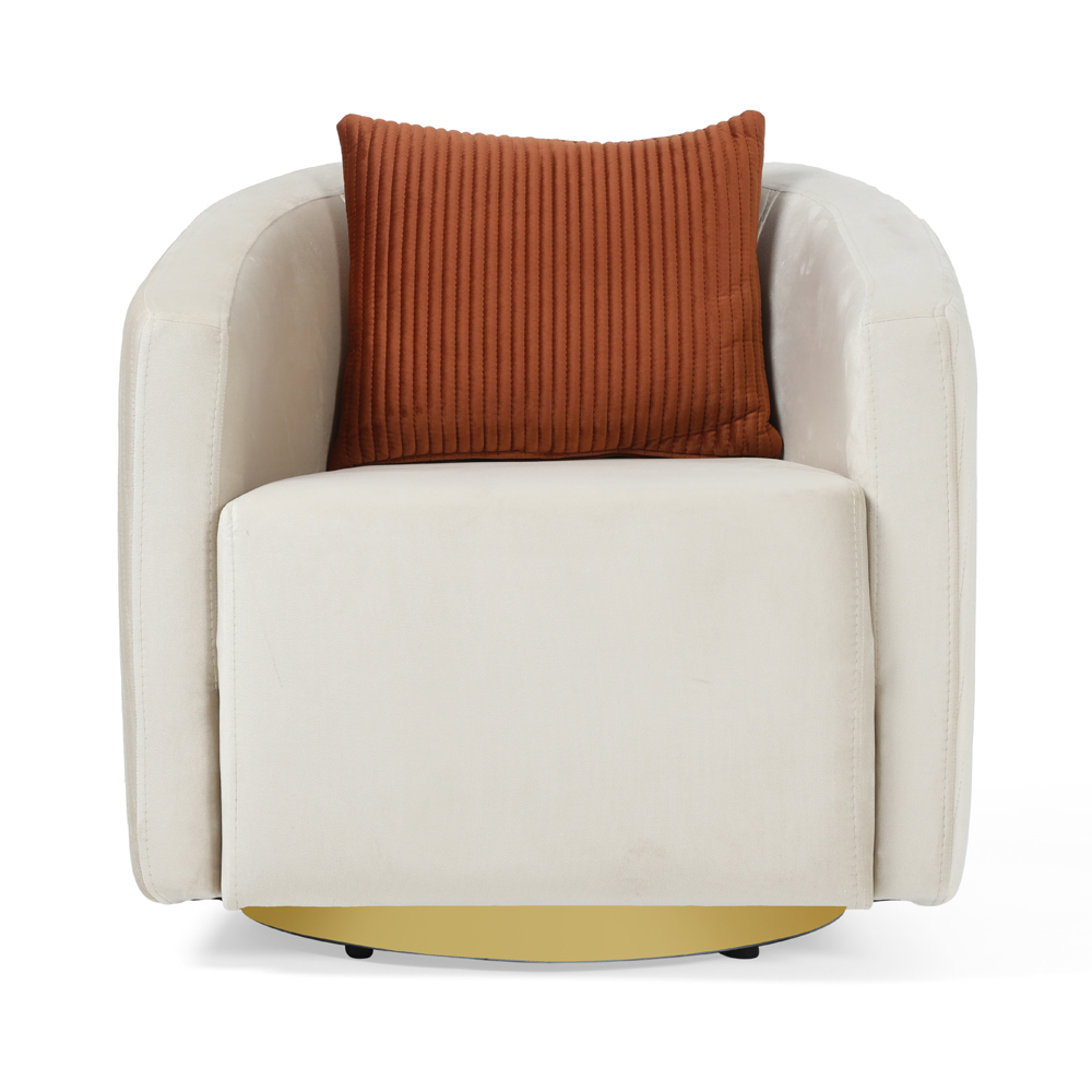 لونا كرسي بذراعين، بيج وذهبي