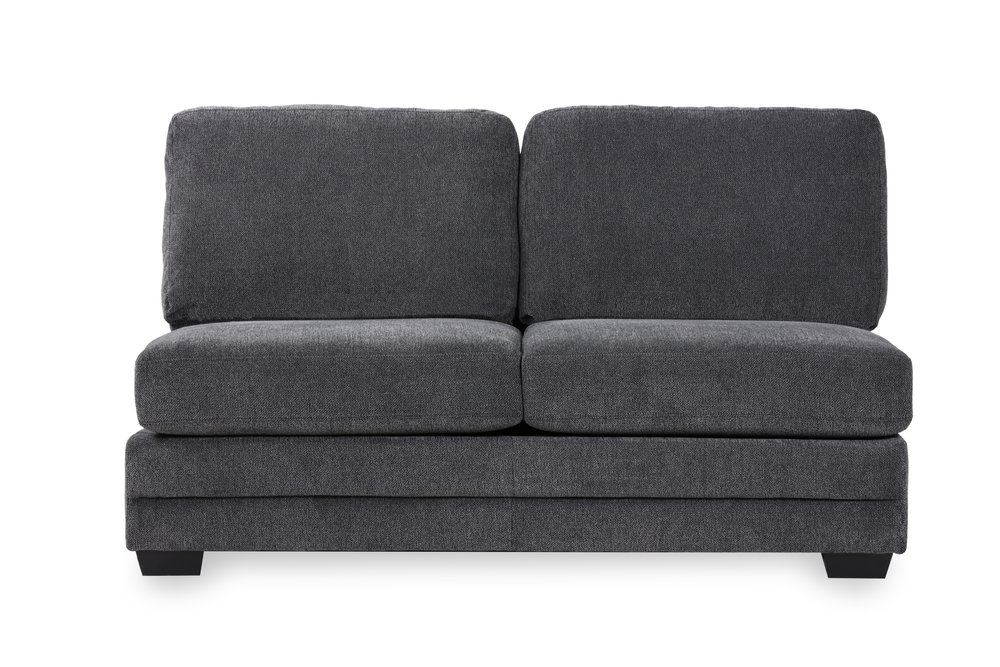 أريكة بدون ذراع بمقعدين 2، رمادي