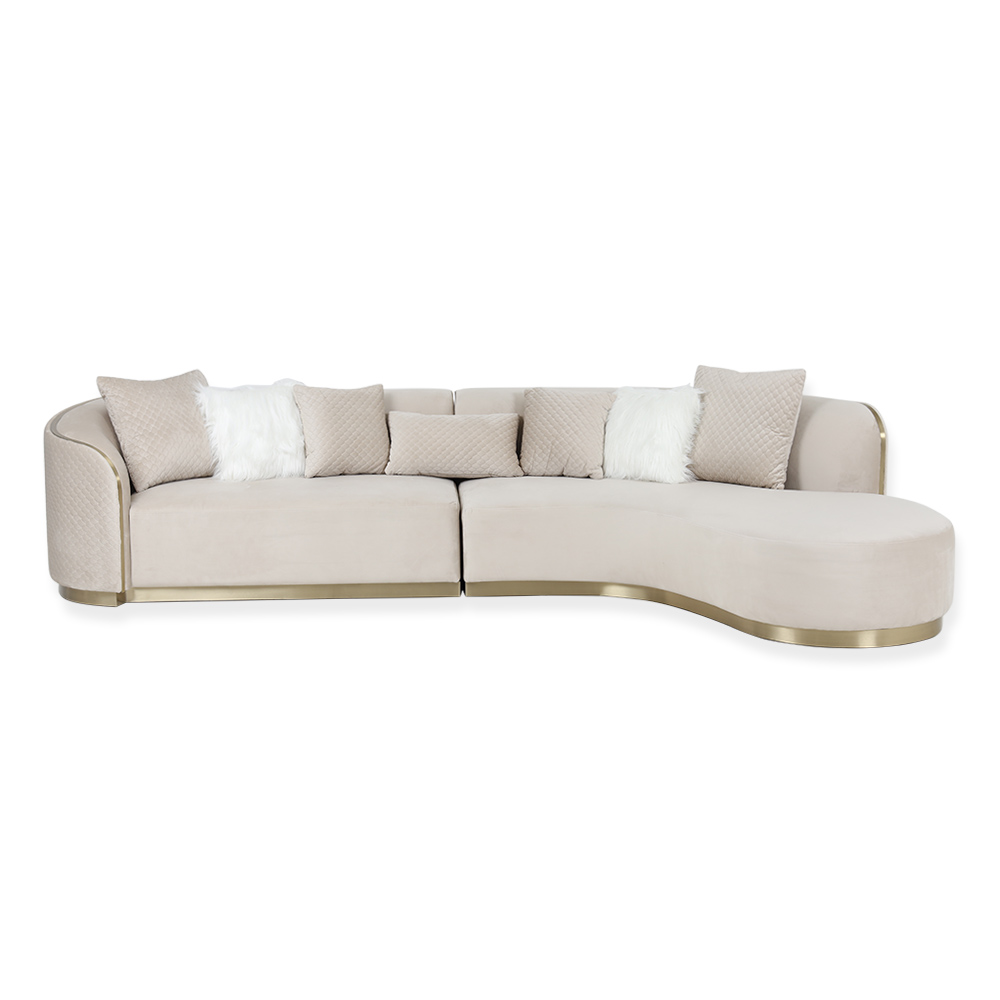 أريكة نيكا ركنية، بيج وذهبي مصقول