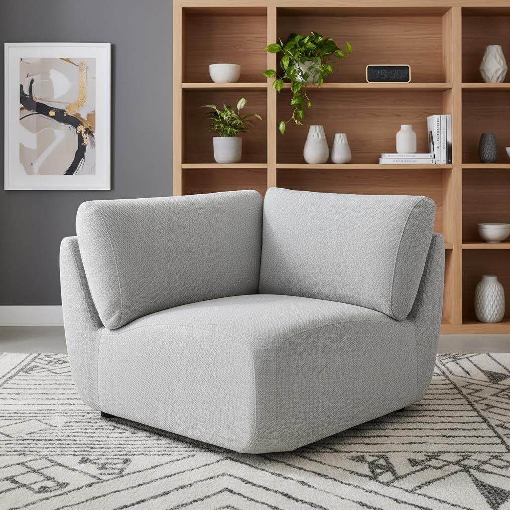 أريكة زاوية كامبري، باللون الرمادي