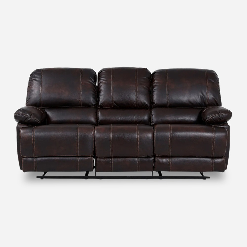 Glider Faux Leather Upholstered 3-seater Recliner Sofa - Brown
