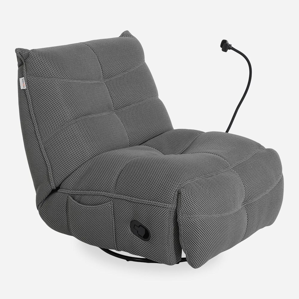 Navi Recliner with Phone Holder, Light Grey