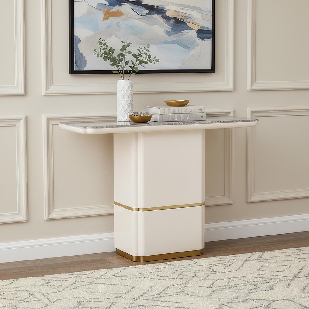 Lilia Sturdy Accent Console Table, Beige - 120x80cm