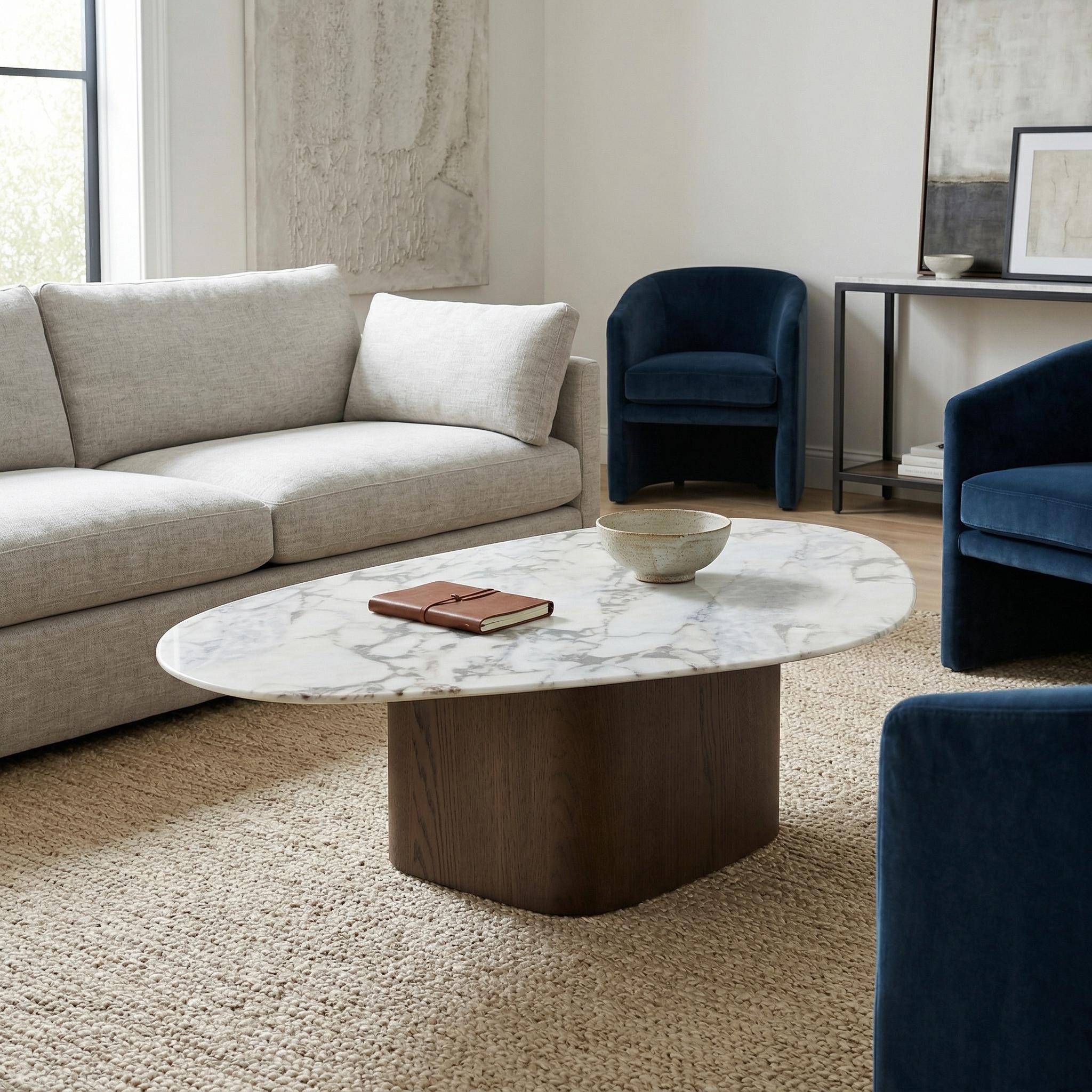 طاولة قهوة غارات بسطح رخامي، بني