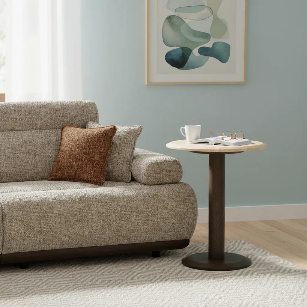 Hover Marble Top End Table, Brown