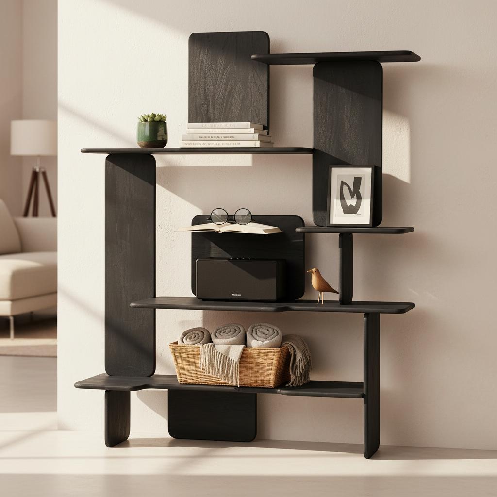 خزانة كتب ريش، أسود - 176 × 220 سم