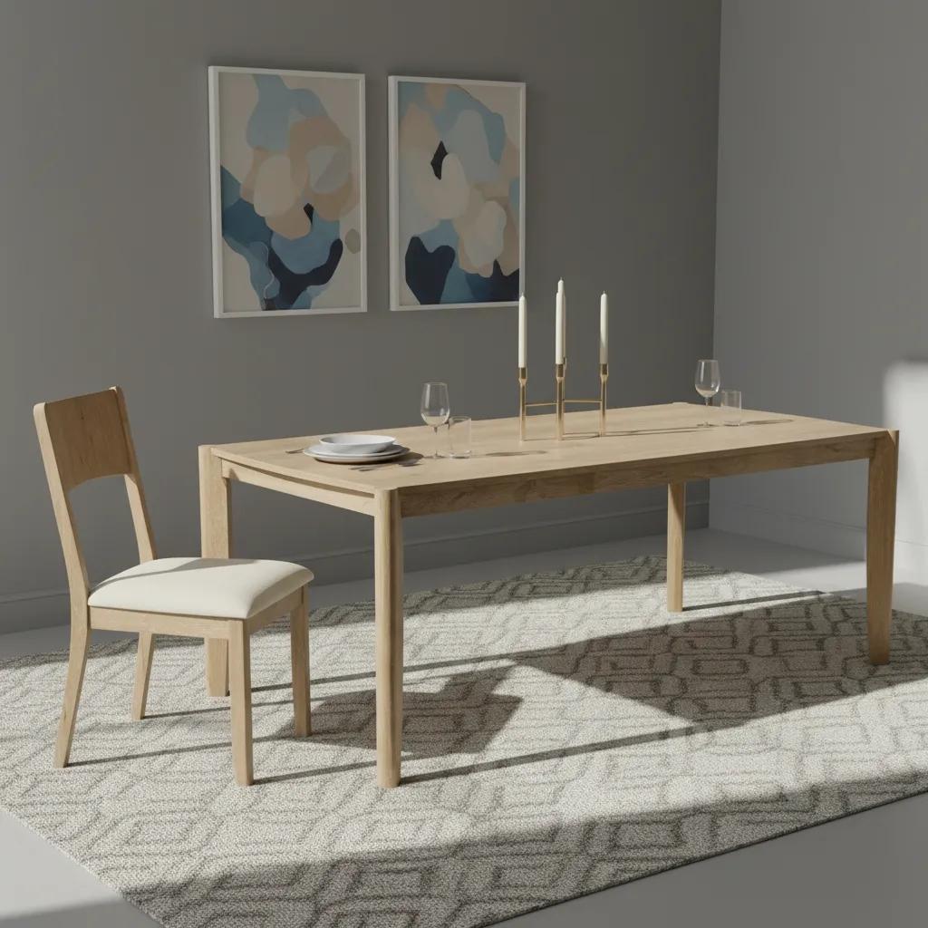 طاولة طعام ستارك ثمانية مقاعد، بيج وبني