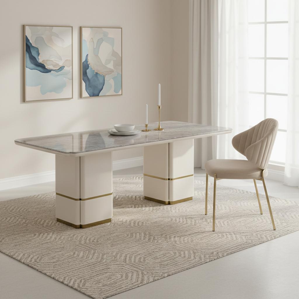 طاولة طعام نيو ليليا تتسع لعشرة أشخاص، بيج