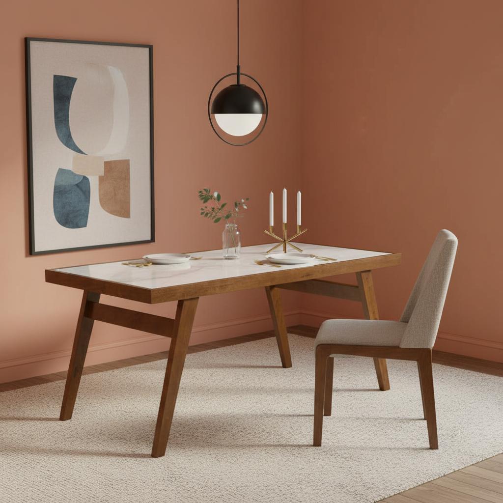 طاولة طعام إزرا لستة أشخاص، بني