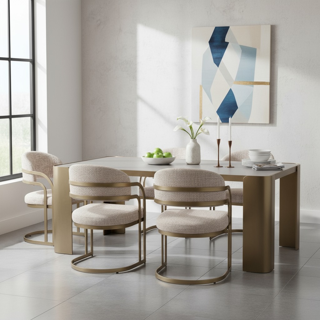 كرسي طعام فاليريا، بيج وذهبي