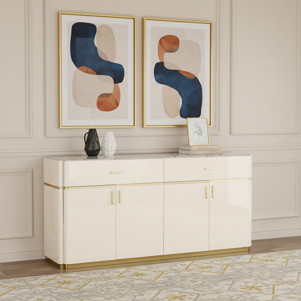 Lilia Sideboard, Beige & Gold
