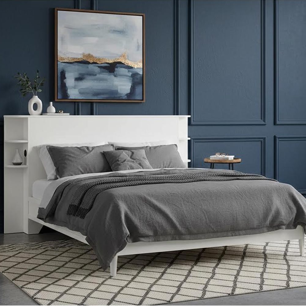 Amira King Sized USB Charging Bed, Bisque White - 180x200cm